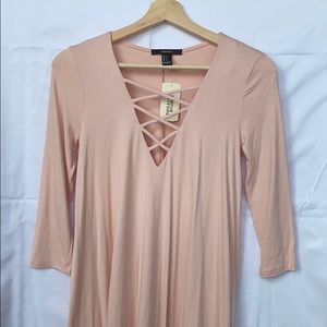Three Quarter Sleeve Pink Forever 21 Dress